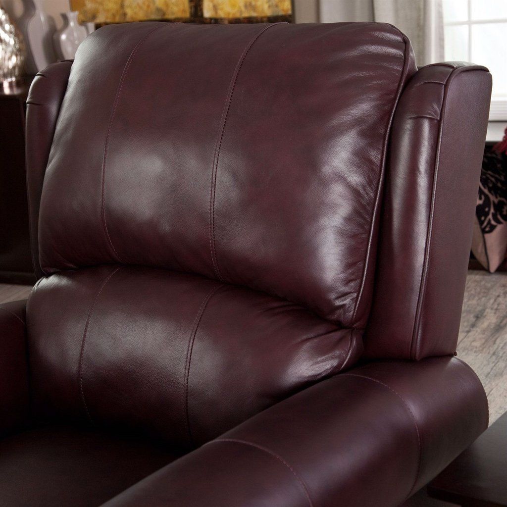 Burgundy topgrain leather upholstered wingback club