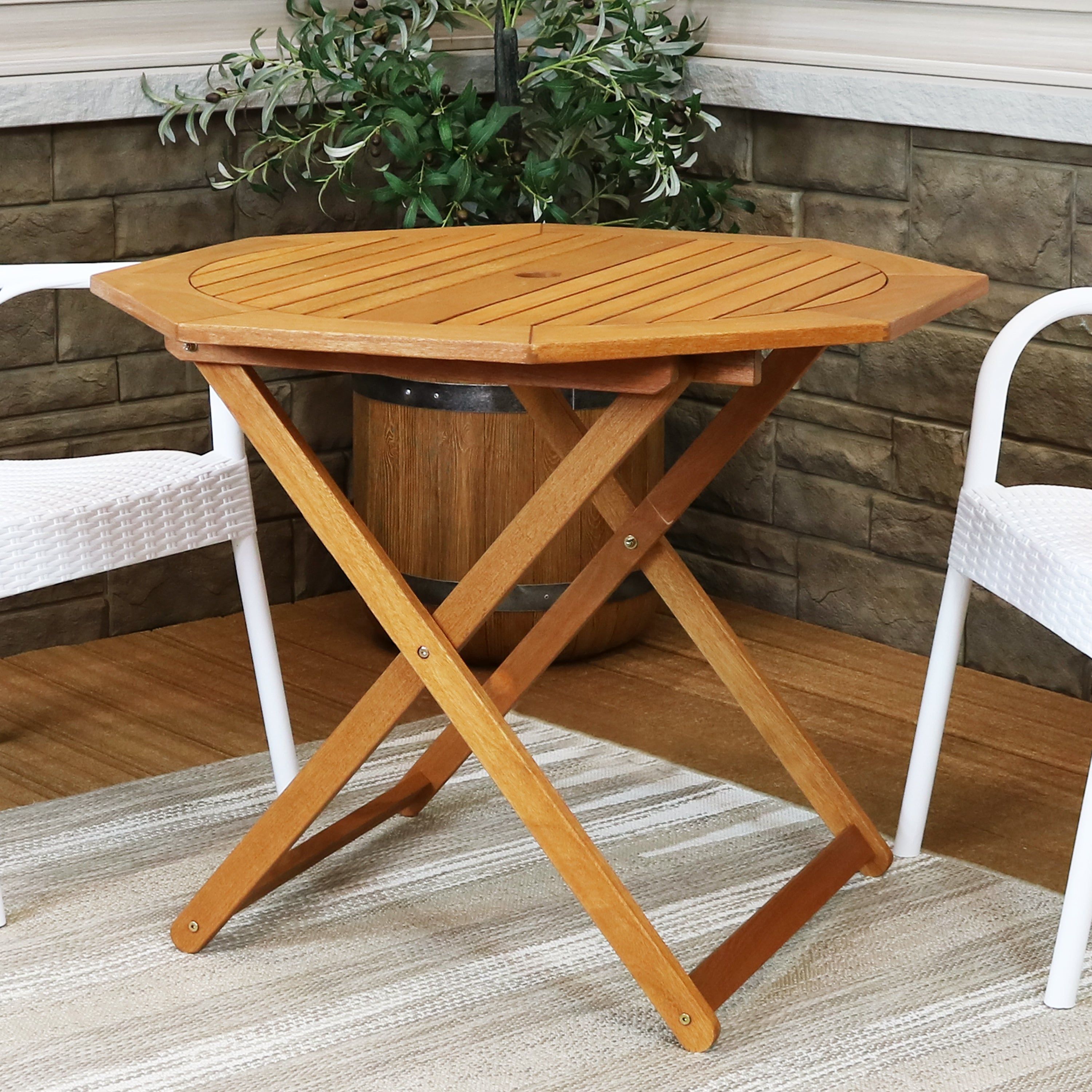 Sunnydaze Meranti Wood Octagon Outdoor Folding Patio Table Sunnydaze Meranti Wood Octagon Outdoor Folding Patio Table