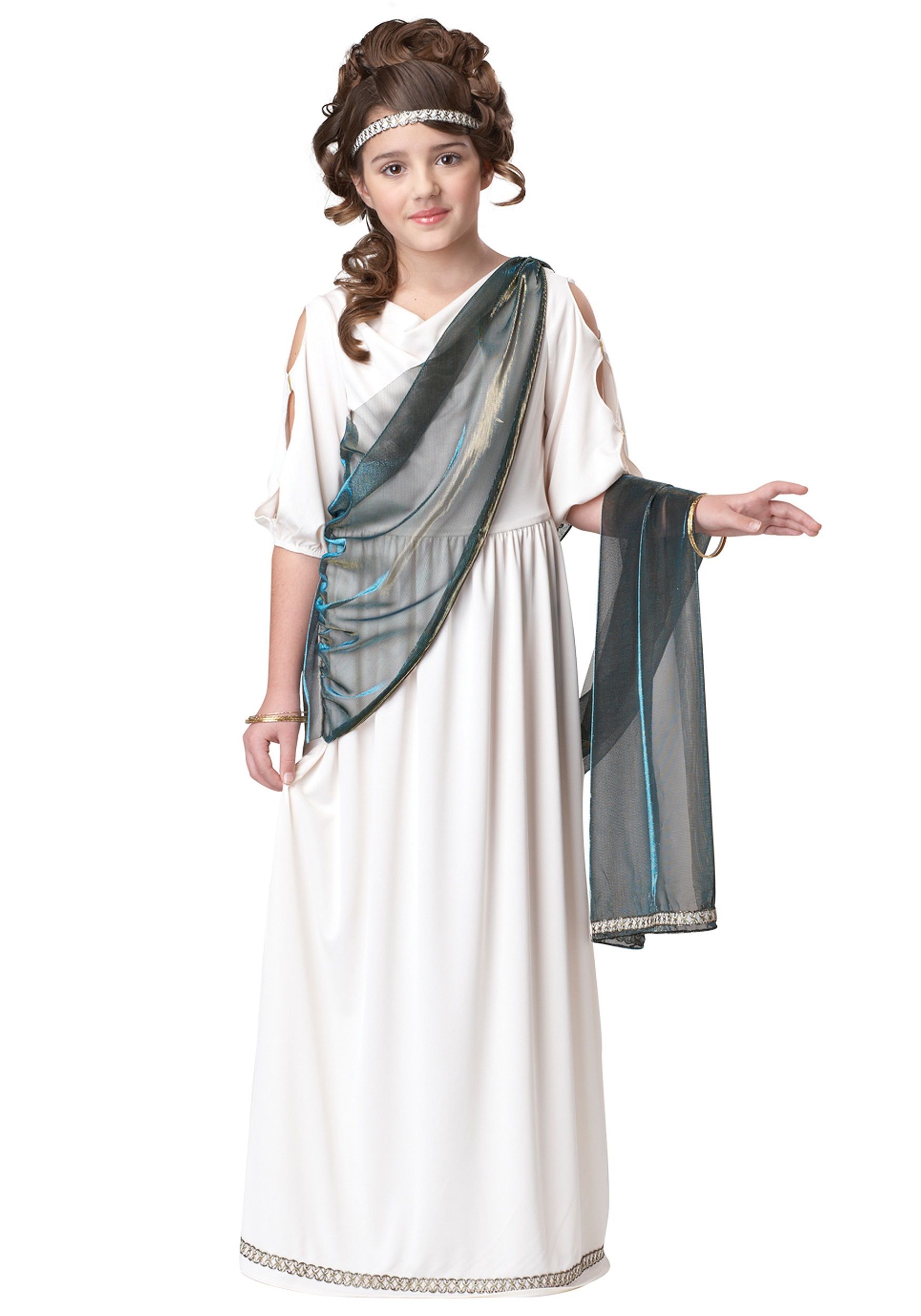 Childrens Grecian Fancy Dress Costume Toga Niñas Niños Traje Diosa Griega L