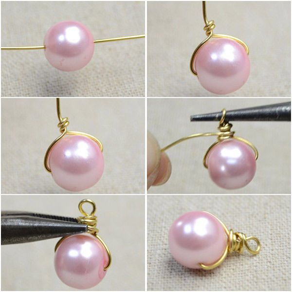Picture of Make single pearl dangle Wire Jewelry Designs, Handmade Wire Jewelry, Wire Work Jewelry, Bead Jewellery, Beaded Jewelry Diy, Jewelry Patterns, Jewelry Projects, Wire Wrapped Jewelry, Jewelry Crafts