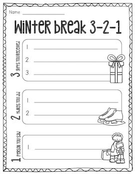 Winter Break 3-2-1 Freebie