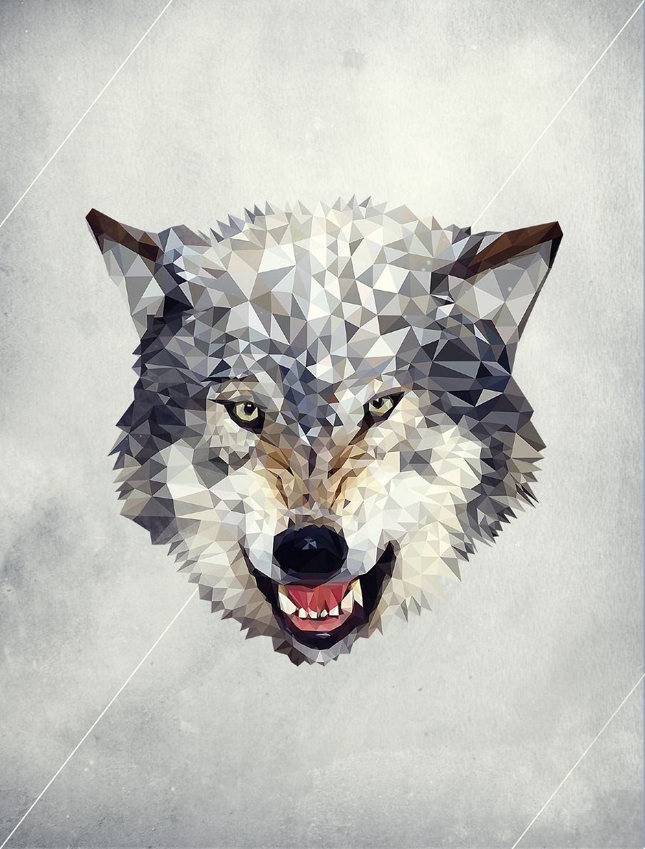 Low Polygon Wolf 動物 オオカミ 水彩 Low Polygon Wolf 動物 オオカミ 水彩