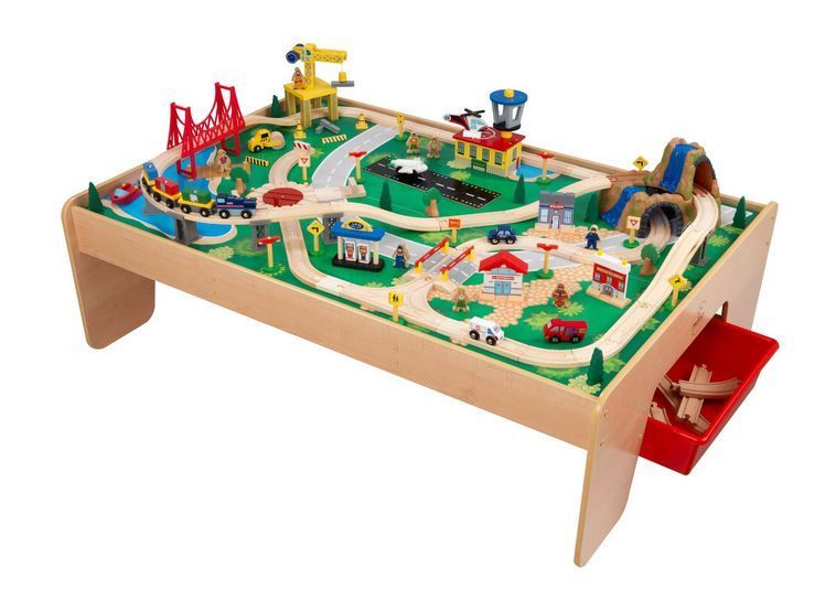 Train Table Set Wooden Toy Play Storage Blocks Model Kidcraft ... Train Table Set Wooden Toy Play Storage Blocks Model Kidcraft ...