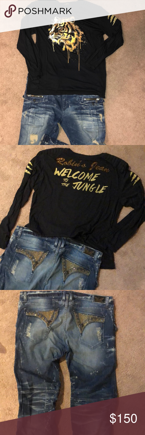 robin jeans with rhinestones