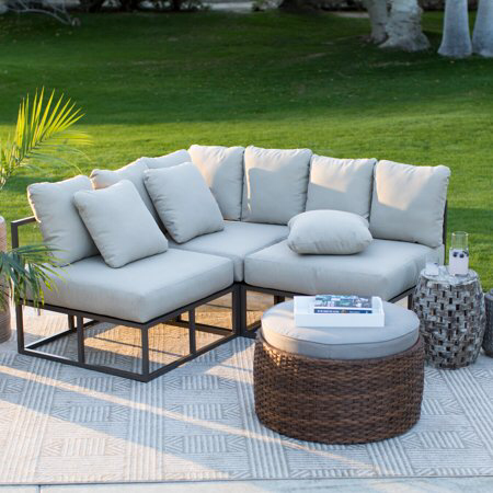 Belham Living Bonaire Aluminum 3 Piece Outdoor Sectional Sofa Set - Walmart.com | Patio sofa set, Outdoor sectional sofa, Sectional sofa