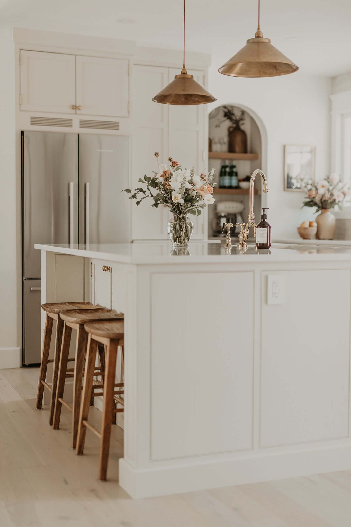 Our Kitchen Reveal! – MaisonBlonde Kitchen Cabinet Colors, Kitchen Colors, Kitchen Style, Modern Kitchen, White Cabinet Kitchen, Kitchen Pantry Doors, French Kitchen Decor, Timeless Kitchen, Kitchen Ideas