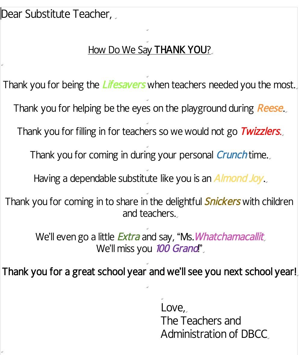 Thank You Substitute Teacher Thank You For Coming Need You Teachers Thank You Substitute Teacher Thank You For Coming Need You Teachers