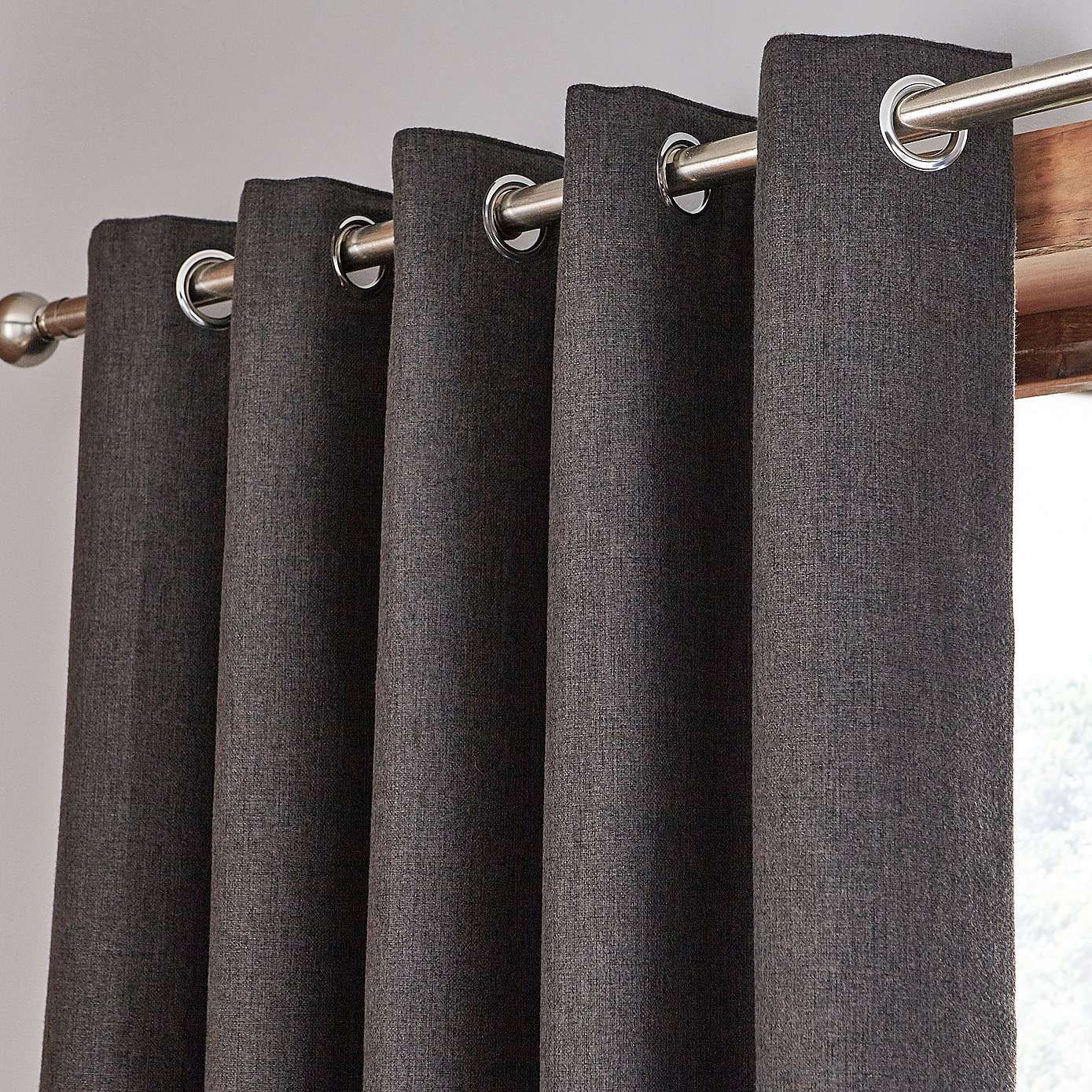 Harris Charcoal Thermal Eyelet Curtains Dunelm W 117cm 45 X D 182cm 72 50 00 For The Lounge Small Window Curtains Dunelm Curtains Charcoal