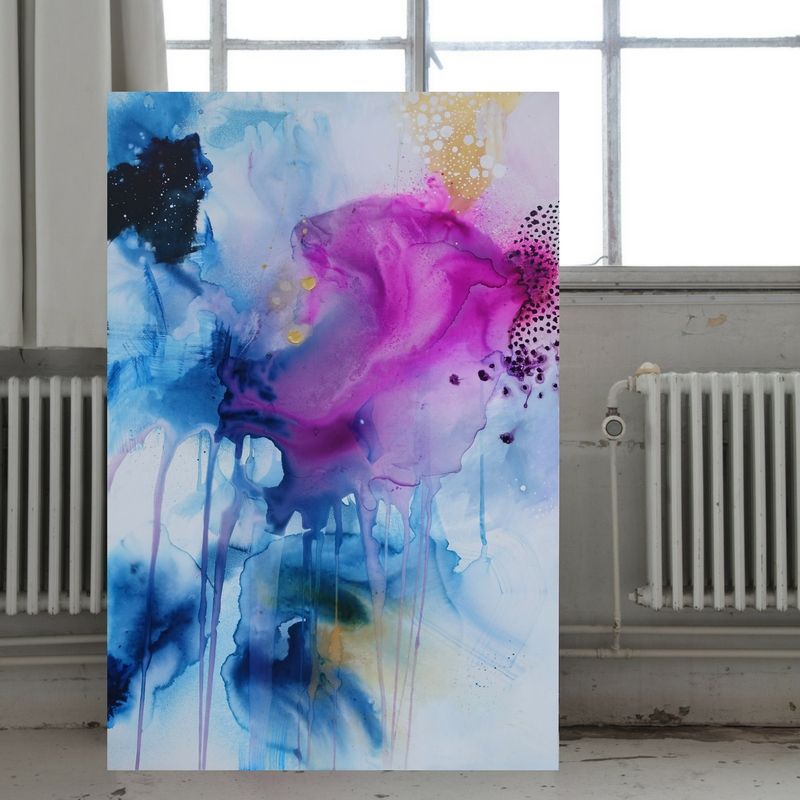 Abstract art by mette lindberg: acrylic on canvas. // akrylmaleri af ... Stort akrylmaleri