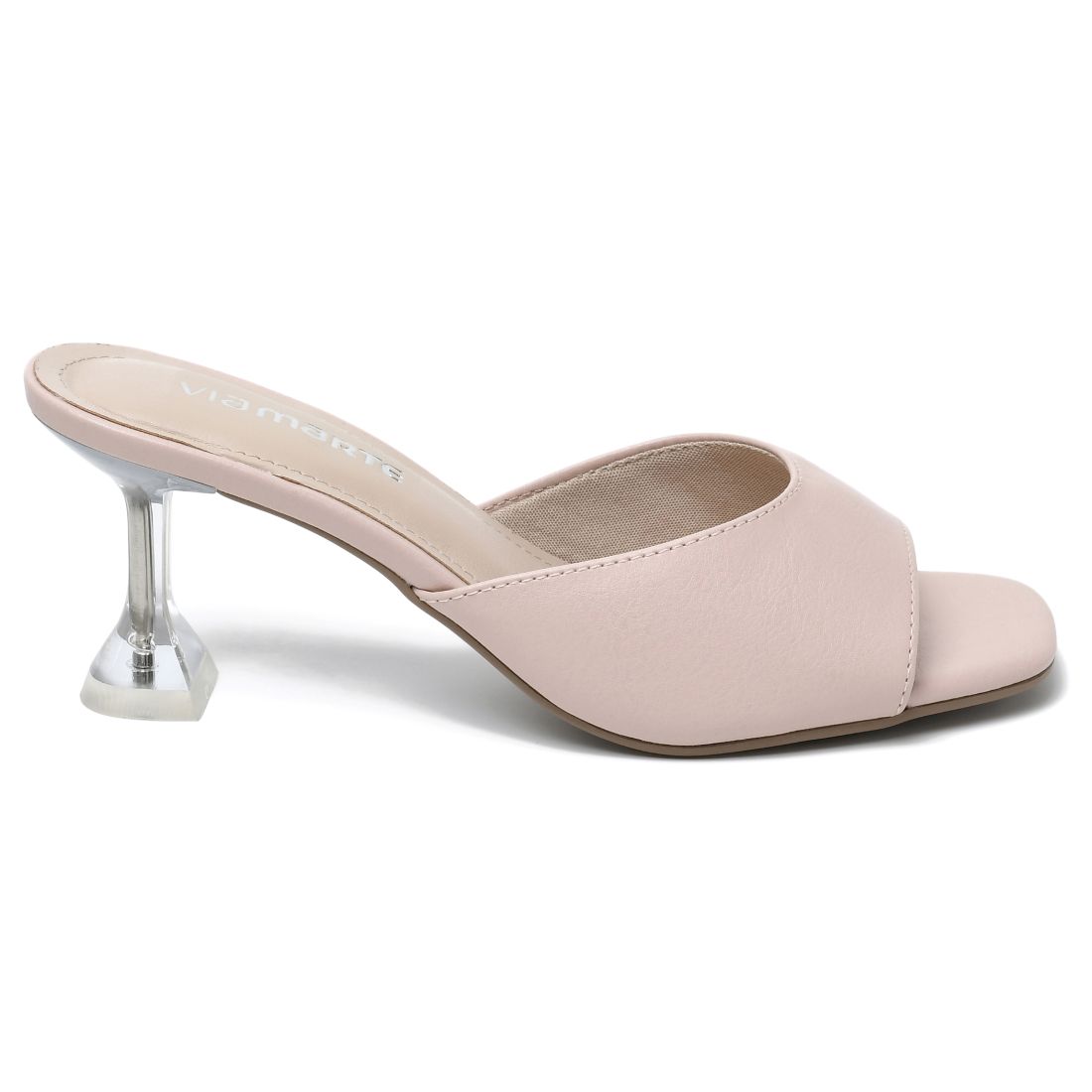 Tamanco em sintetico, marca Via MARTE, modelo 20-16403, parte superior em napa casual sv20, na cor soft rose, forro sintetico pu, solado sint.pvc cristal, salto abs, altura 7,00 cm, peso liquido de 0,452 kgs, dimensões da caixa individual com largura de 290 mm, profundidade de 140 mm, altura de 100 mm, peso bruto de 0,597 kgs, NCM 64029990, país de origem Brasil, Indústria Brasileira CNPJ 88.887.021/0001-11 , UF de origem RS. Heeled Mules, Heels, Products, Fashion, Crystals, Templates, Top Coat, Creature Comforts, Heel