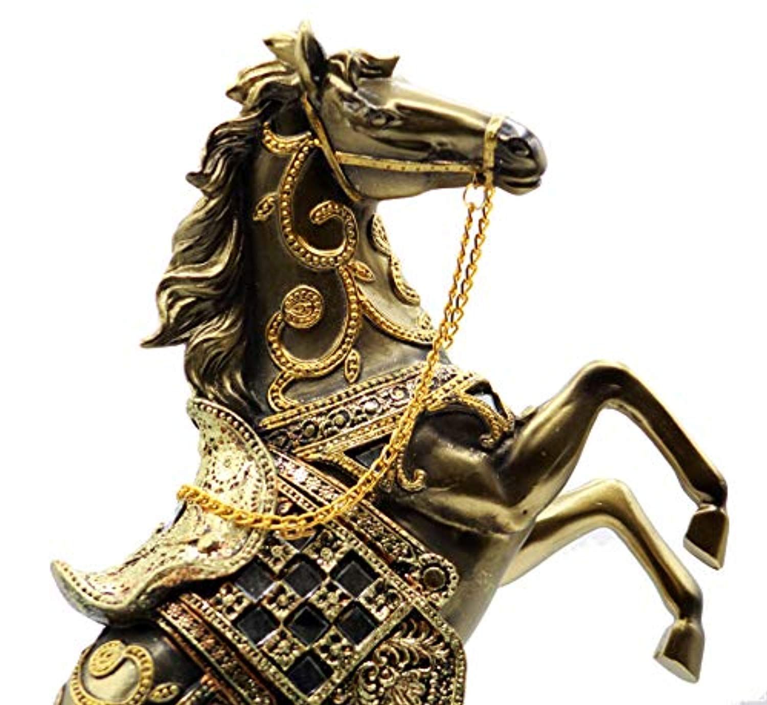 13.5 Inch Height Decorative Standing Playing Stallion Rearing Horse Brass Color Statue Art Figurine Decorative Sculpture Home Decor Piece-by Crystal Collection 13.5 Inch Height Decorative Standing Playing Stallion Rearing Horse Brass Color Statue Art Figurine Decorative Sculpture Home Decor Piece-by Crystal Collection