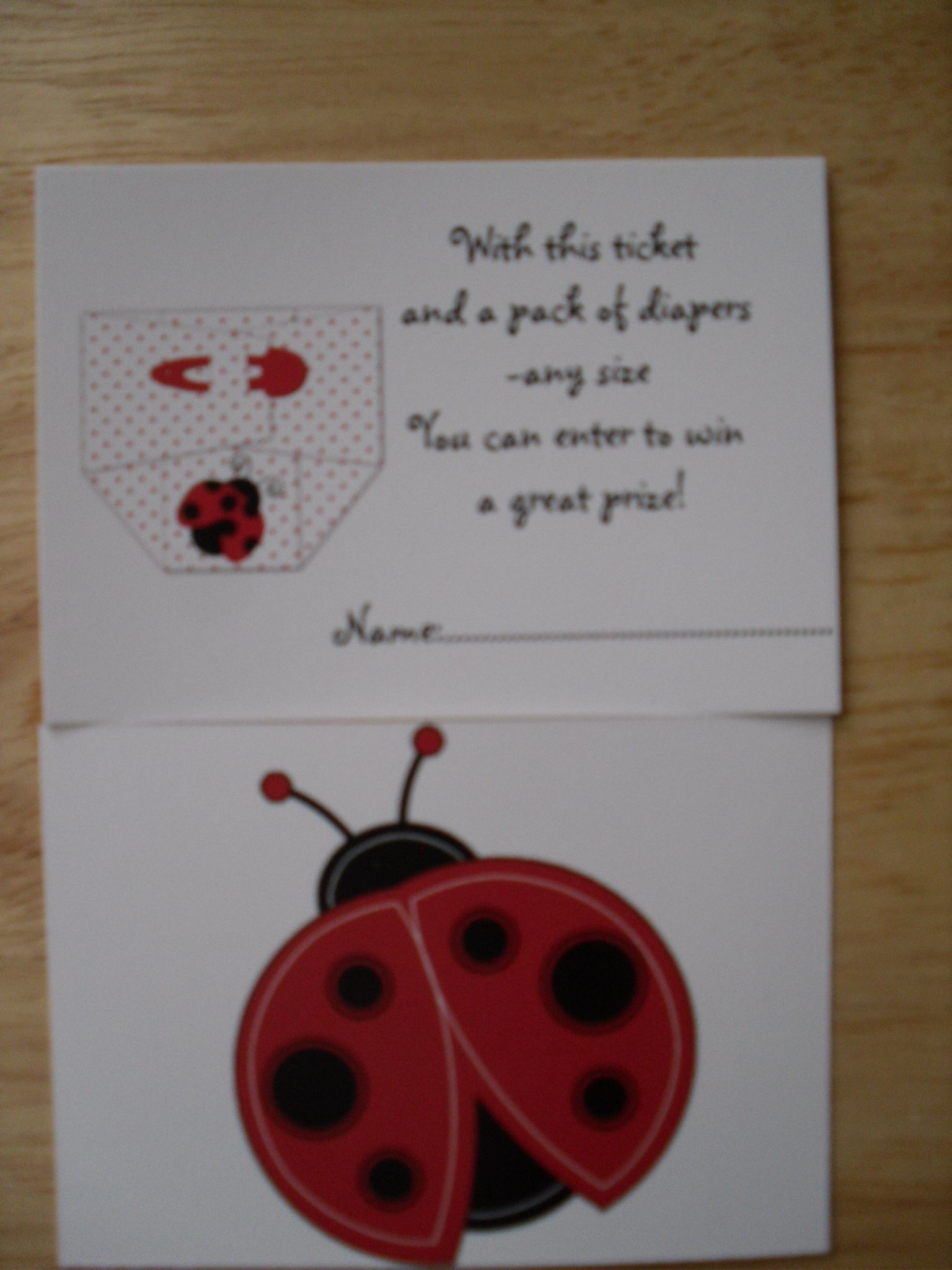 ladybug diaper raffle ticket front back custom made on zazzle custom made tickets