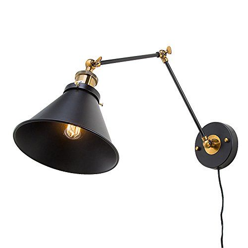 lnc black wall sconce plug in metal swing arm wall lamp https