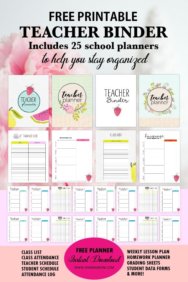 This brilliant teacher binder free printable will help you organize your school tasks. From lesson planners to attendance log, it got you covered! Click to download! #teacher #teacherbinder #freeprintable #school Free Lesson Planner, Teacher Planner Free, Lesson Plan Binder, Teacher Lesson Planner, Teacher Planning, School Planner, Curriculum Planning, Teacher Binder Covers Free, Student Binder Covers