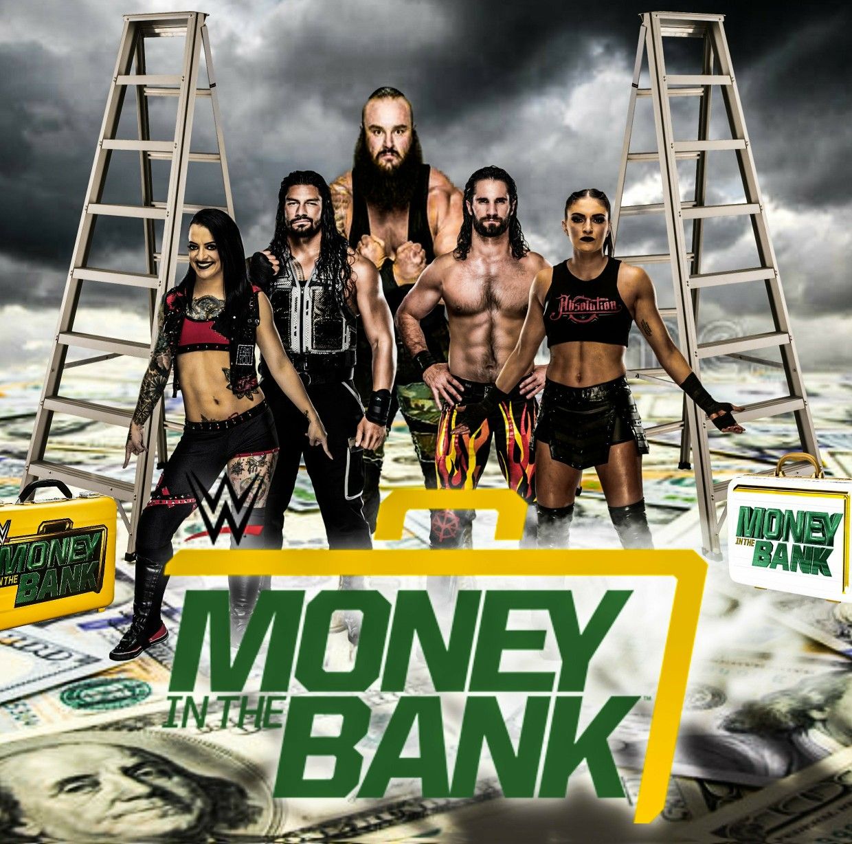 Money In The Banks Ruby Riott, Roman Reigns, Braun Strowman, Seth