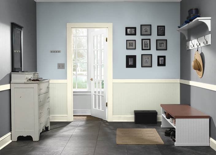 Half Sea Fog Paint Color This Is The Project I Created On Behr Com I Used These Colors Dark Ash 770f 5 Iron Mountain N520 5 Sterling 780e 3 Positive Ener Tan Walls Home Decor Home