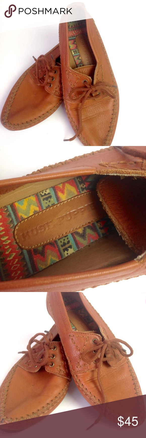 Vtg 80s shoes loafers moccasins Genuine leather Vintage 1980s Hush