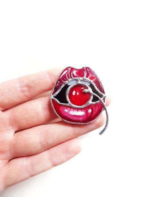 Lips Cherry Pin Pink Lips Red Lips Lips Jewelry Lips