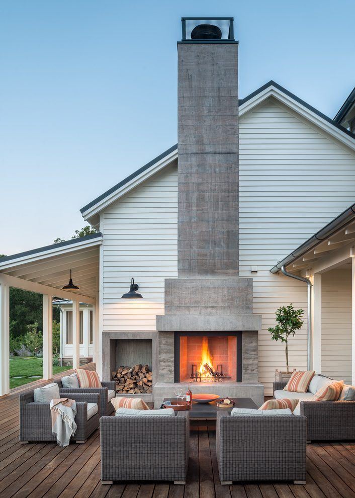 Farmhouse Outdoor Lighting Patio With Expansive