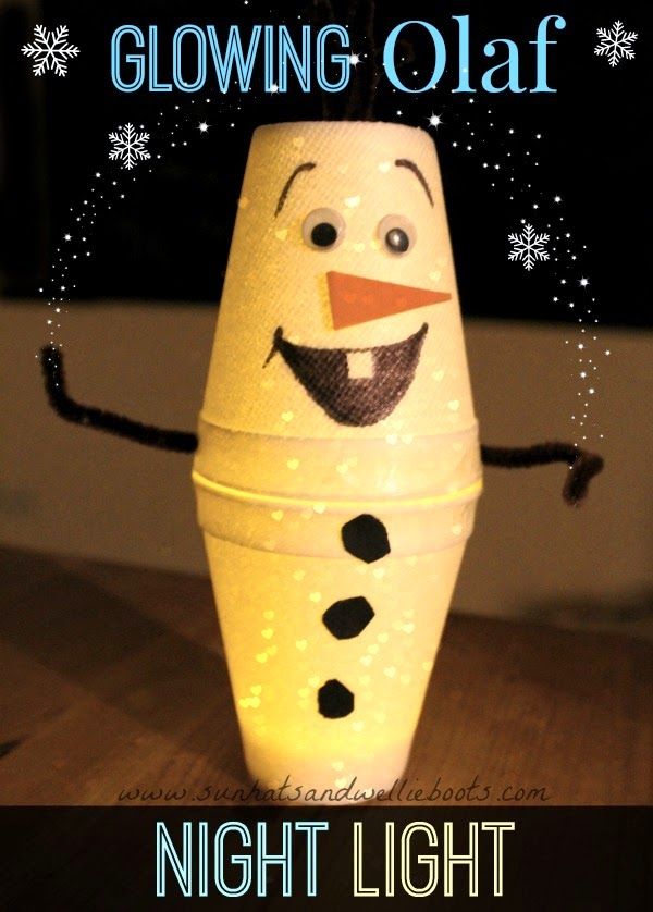 DIY Olaf Night Light Disney frozen crafts Frozen crafts Disney