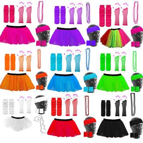 Femmes Tutu & Hair Bow 80 S Néon Costume Enterrement Vie Jeune Fille Costume Fancy Dress Party Jupe Femmes Tutu & Hair Bow 80 S Néon Costume Enterrement Vie Jeune Fille Costume Fancy Dress Party Jupe