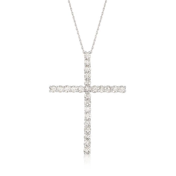 2.00 ct. t.w. Diamond Cross Pendant Necklace in 14kt White Gold. 18" | Ross-Simons Diamond Cross Necklace Gold, Diamond Cross Pendants, Gold Necklace Women, Cross Pendant Necklace, Womens Necklaces, Nice Jewelry, Fine Jewellery Necklace, Sale Necklace, Amazing Jewelry