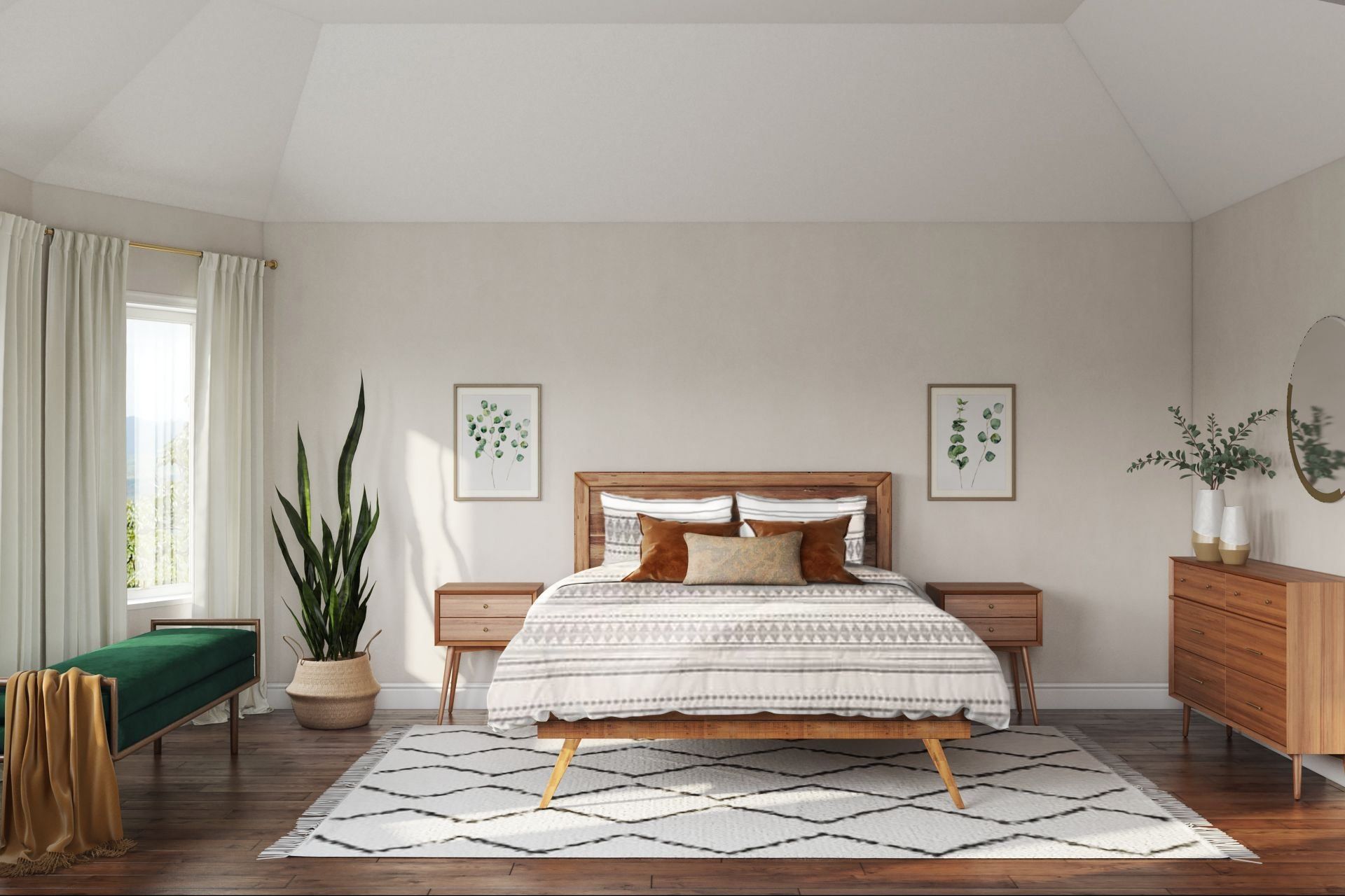 Midcentury Modern, Scandinavian Bedroom Design by Havenly