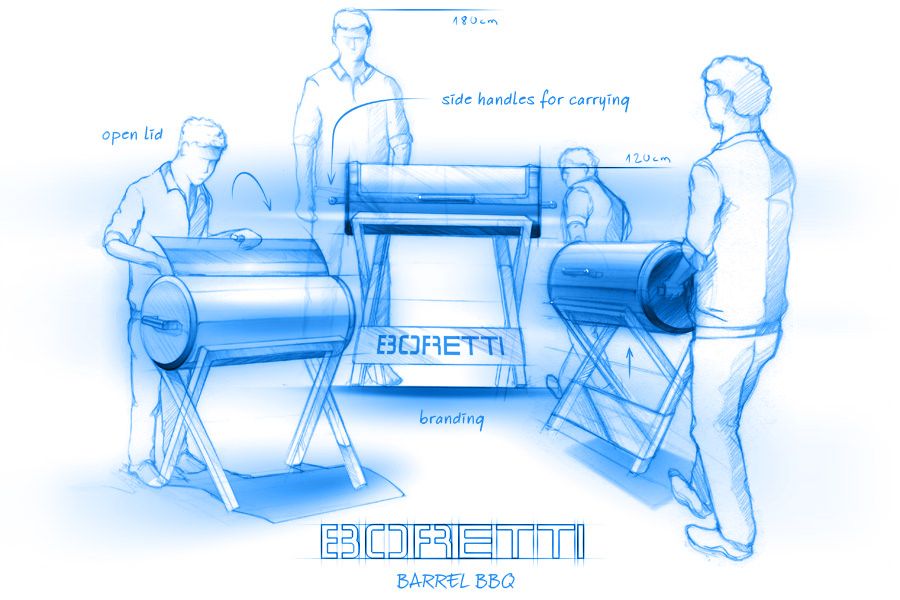 Boretti barrel grill designed by WAACS | Grill design WAACS design | Boretti Barilo barrel grill