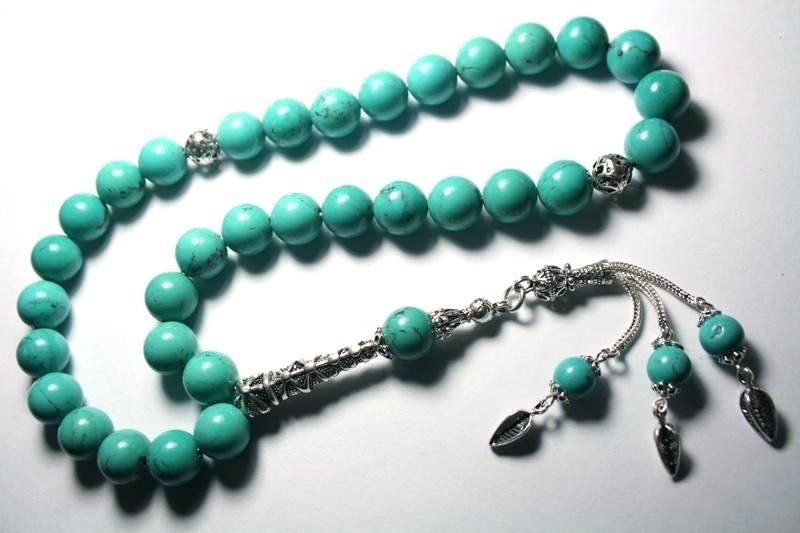 Gümüş Çalışma İri Boy Turkuaz Tesbih Ramadan Crafts, Islamic Prayer, Prayer Beads, Bead Art, Rosary, Diy Design, 925 Sterling, Beaded Bracelets, Rosario