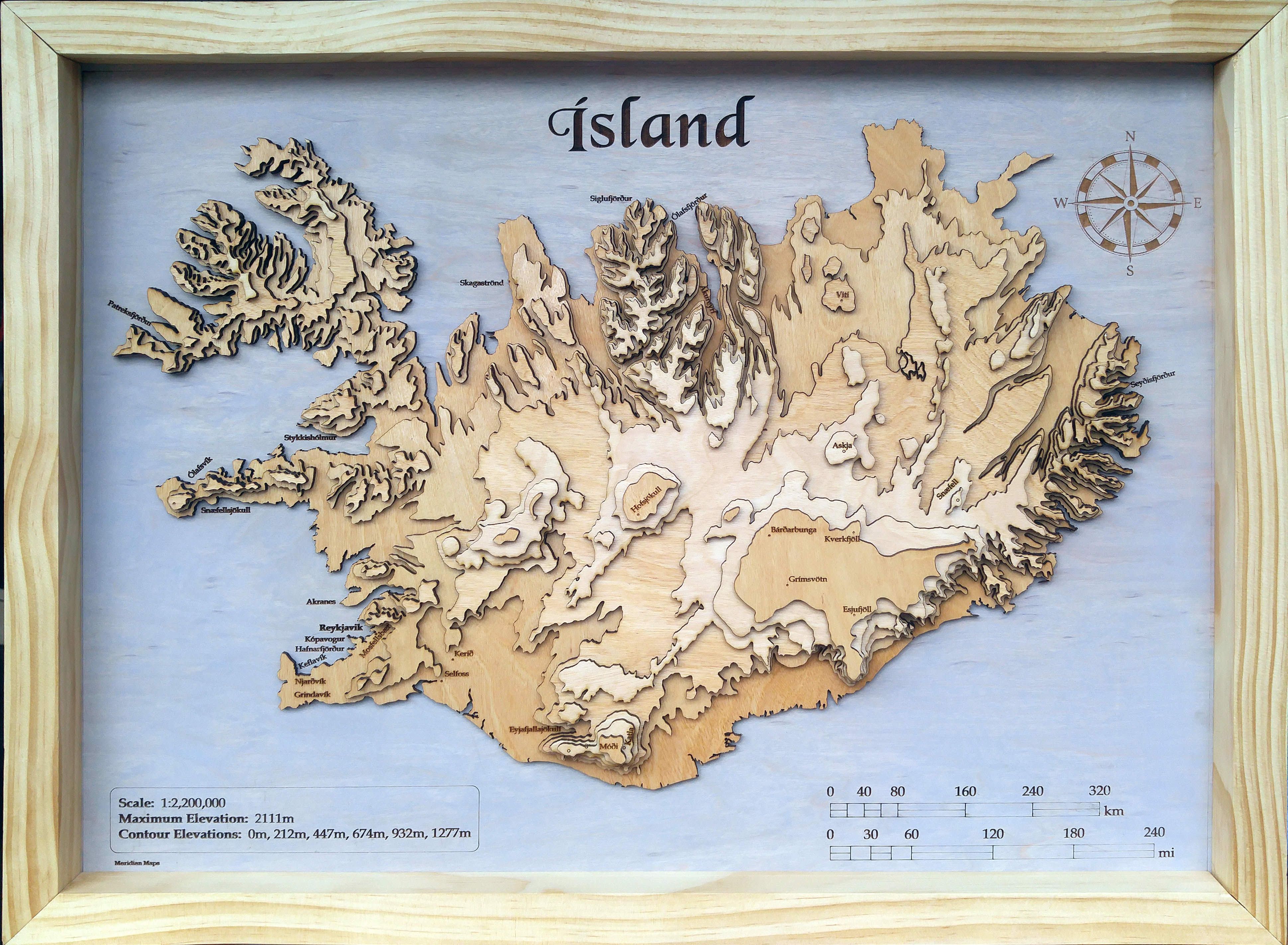 Lasercut 3d Topographic Wood Maps