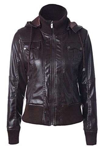 Generic Womens Long Sleeve Faux Leather PU Moto Biker Short Coat Jacket