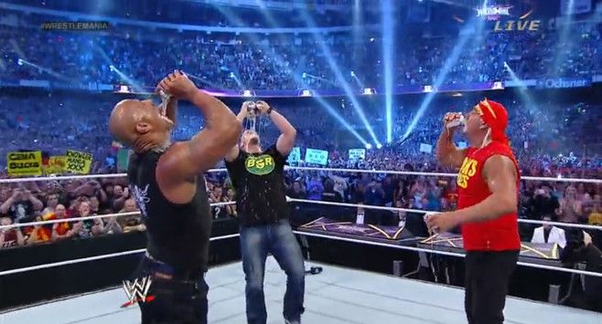 Hulk Hogan Stone Cold Steve Austin And The Rock At Wrestlemania 30 Wrestlemania Hulk Hogan Stone Cold Steve