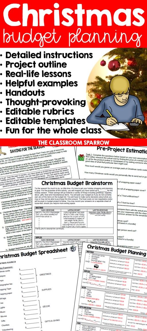 Christmas Math Project Personal Finance Budgeting And