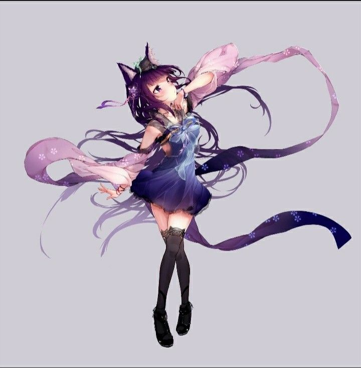 Anime neko with purple hair