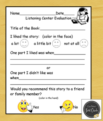 listening center response sheets school literacy and classroom listening center response sheet kindergarten