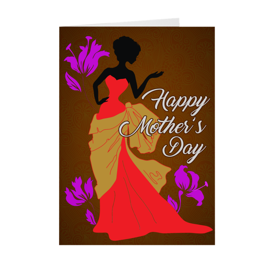 Red And Gold Beautiful And Elegant African American Woman In Gown Mothers Day Card In 2020 