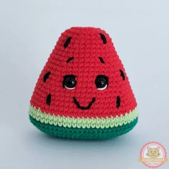 Watermelon is not only a sweet and delicious fruit, but it’s also fun to crochet, this watermelon is made in one piece and doesn’t need any sewing techniques, it starts with a long chain and works around the foundation chains to get our oval bottom, then make rounds of increases, then make fixed rounds, after that make decrease rounds until the end. Materials needed to finish this pattern are a sport-weight yarn with (dark green, light green, and red) colors, a 2.5 mm crochet hook, 8mm safety e Light Green, Dark Green, Watermelon Man, Sport Weight Yarn, Delicious Fruit, Long Chain, Sewing Techniques, Crochet Hooks, Red Color