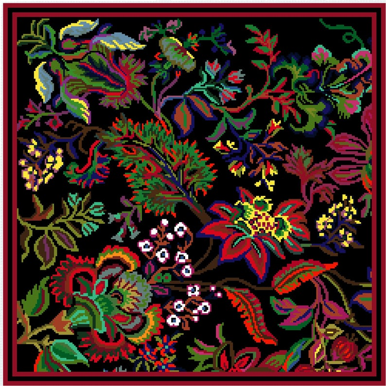 Cross Stitch Pattern PDF Flower cross stitch pattern Cross stitch pillow Home decor pillow cross stitch Floral embroidery PDF