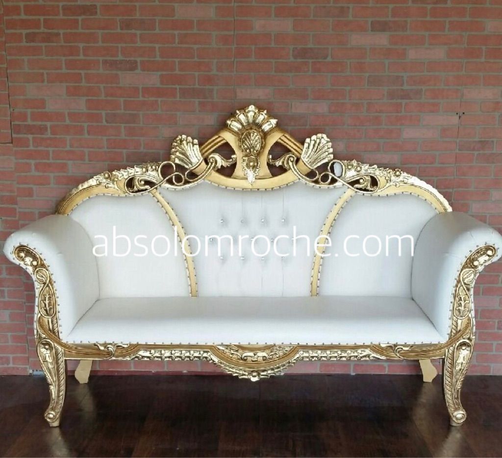 Floor Model Absolom Roche Indian Wedding Sofa Gold White Floor Model Absolom Roche Indian Wedding Sofa Gold White