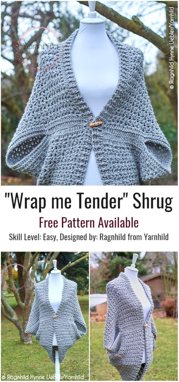 Easy Cocoon Shrug Ideas with Free Crochet Patterns #crochetshrug #crochet #crochetideas #crochetscarves