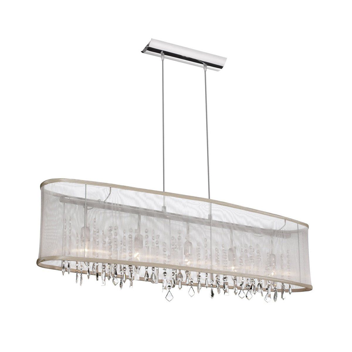 Dainolite 85303a 46 117 5 Light Crystal Island Pendant With Organza Dainolite 85303a 46 117 5 Light Crystal Island Pendant With Organza Shade