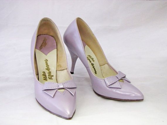 50 S Lilac P Toe Pumps With Bow Vintage High Heel Stiletto 50 S Lilac P Toe Pumps With Bow Vintage High Heel Stiletto Shoes Size 7