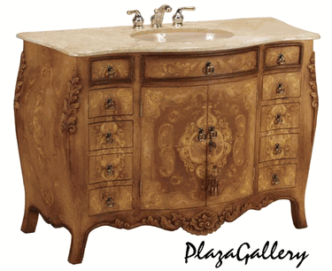 53¼ W Fresco Brown Hand Painted Marble Top Bathroom Vanity 53¼ W Fresco Brown Hand Painted Marble Top Bathroom Vanity