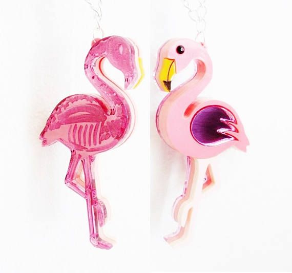 Hey I Found This Really Awesome Etsy Listing At Https Www Etsy Com Uk Listing 516446036 Flamingo Reversible Necklace Pink Mirror Flamingo Flamingo Necklace