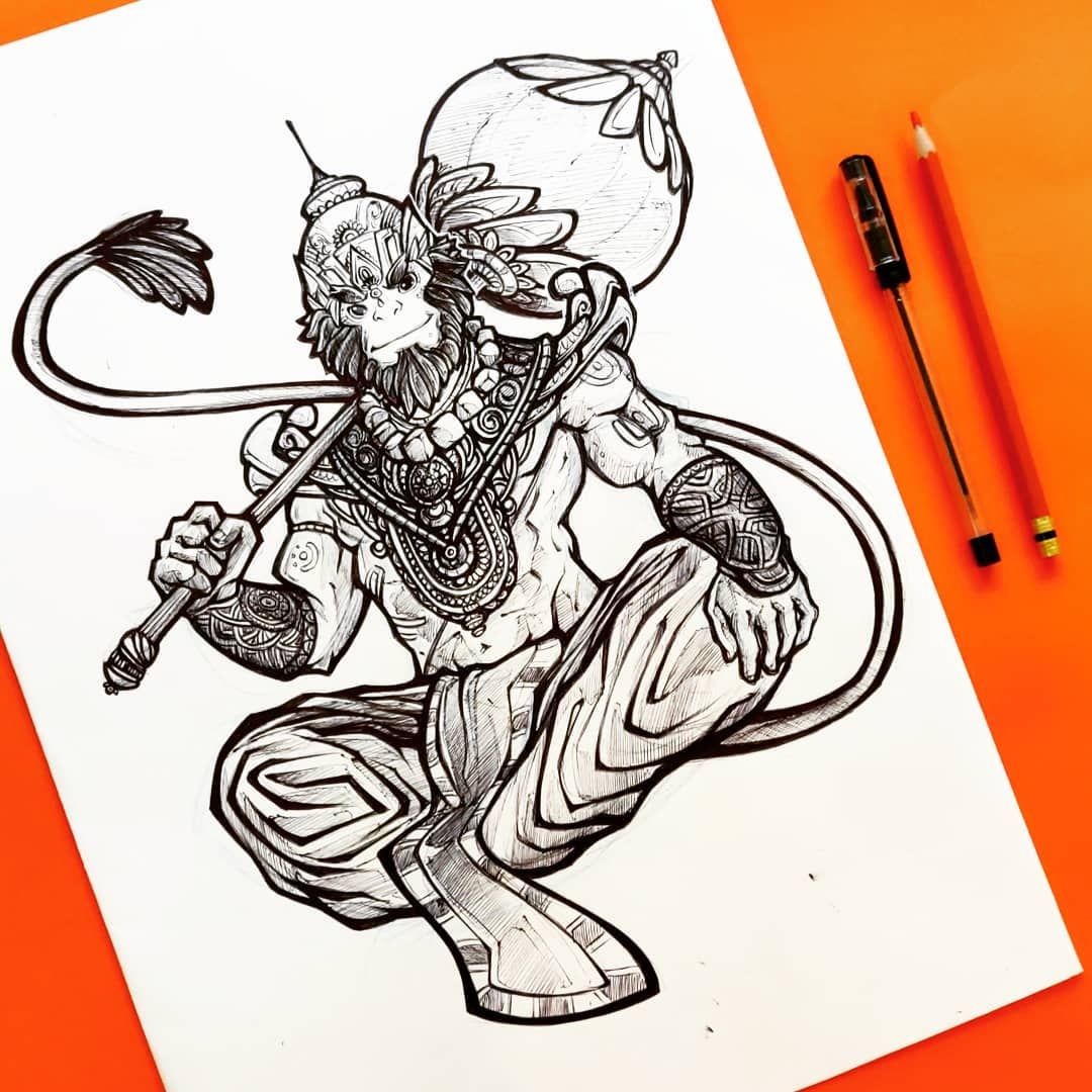 Kesh Shared A Post On Instagram Here S An Illustration I Did Of The Mighty Monkey Warrior Hanuman Now Draw This In Your Style Drawings Draw Illustration