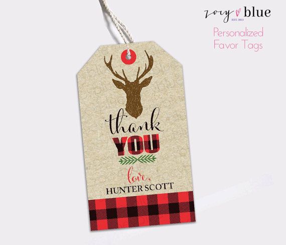 Lumberjack Birthday Printable Favor Tags Buffalo Plaid Thank You Tags Deer Buffalo Plaid Baby Shower Plaid Baby Shower Hunting Baby Showers