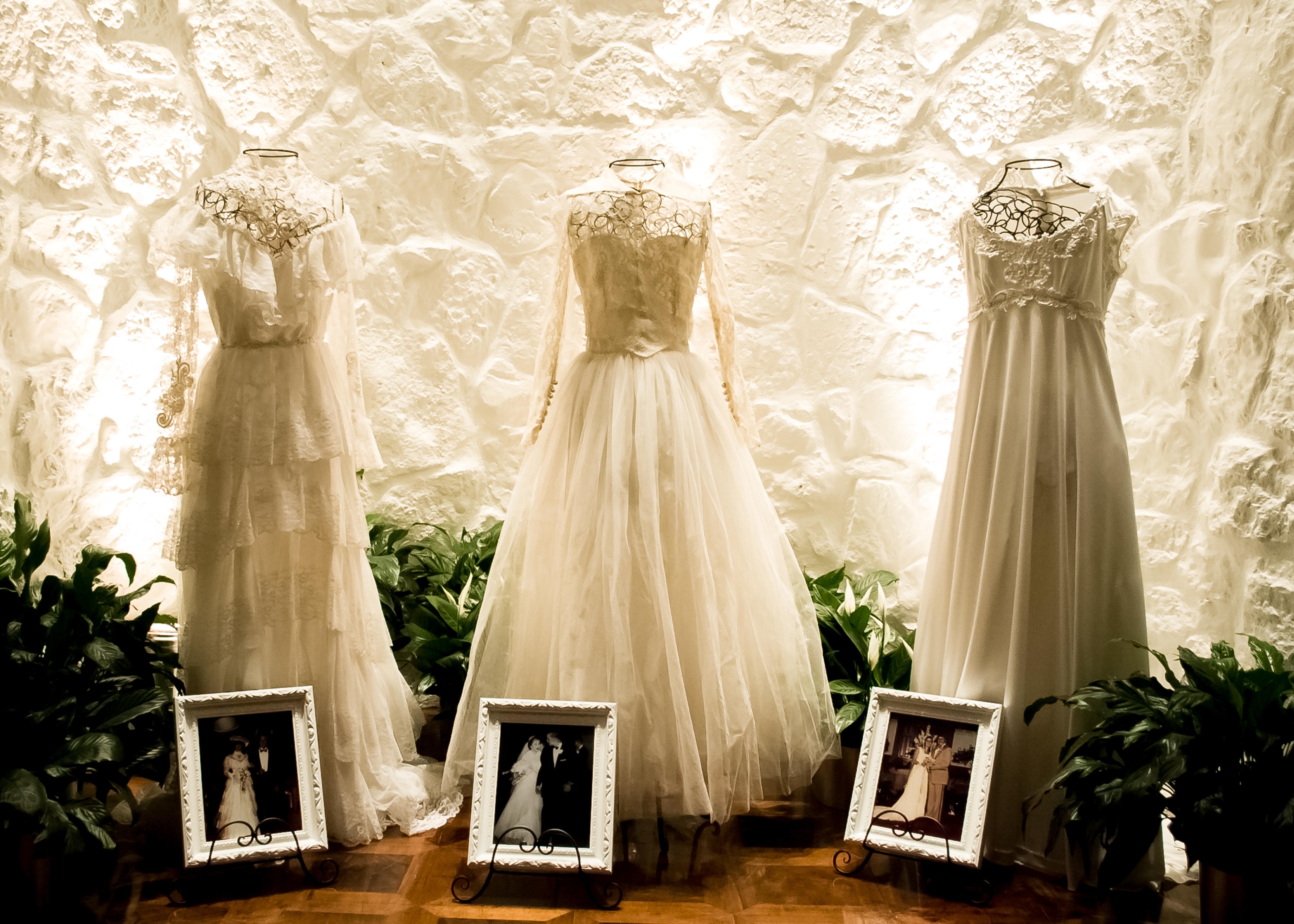 LOVE This Idea For Displaying Family Wedding Dresses At The Reception 