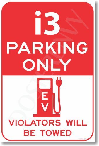 I3 Parking Only Red New Electric Vehicle Ev Poster Unique Poster Poster Retail Logos