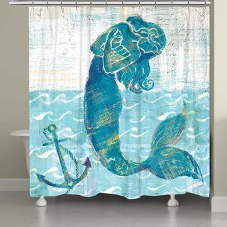 Sourpuss Mermaids Shower Curtain Nautical Rockabilly Vintage Sourpuss Retro Mermaid Shower Curtain Skull