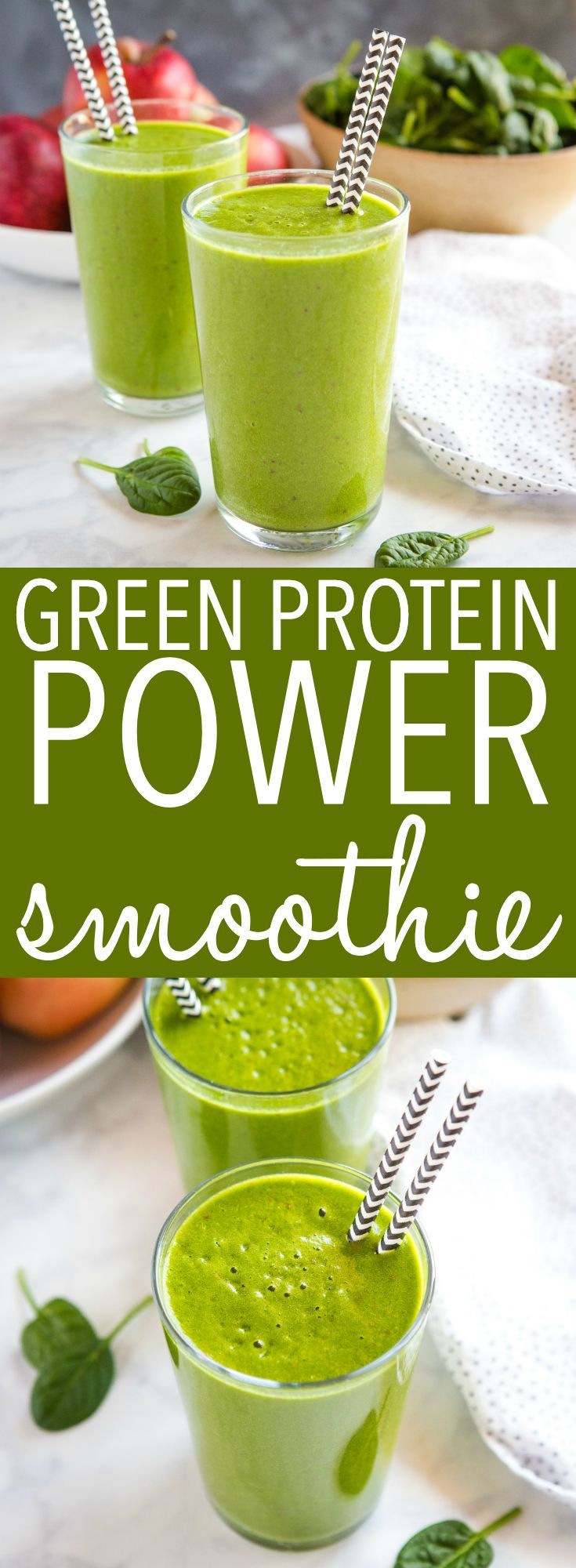 This Healthy Green Protein Smoothie makes the perfect healthy breakfast or post-workout snack! It's...